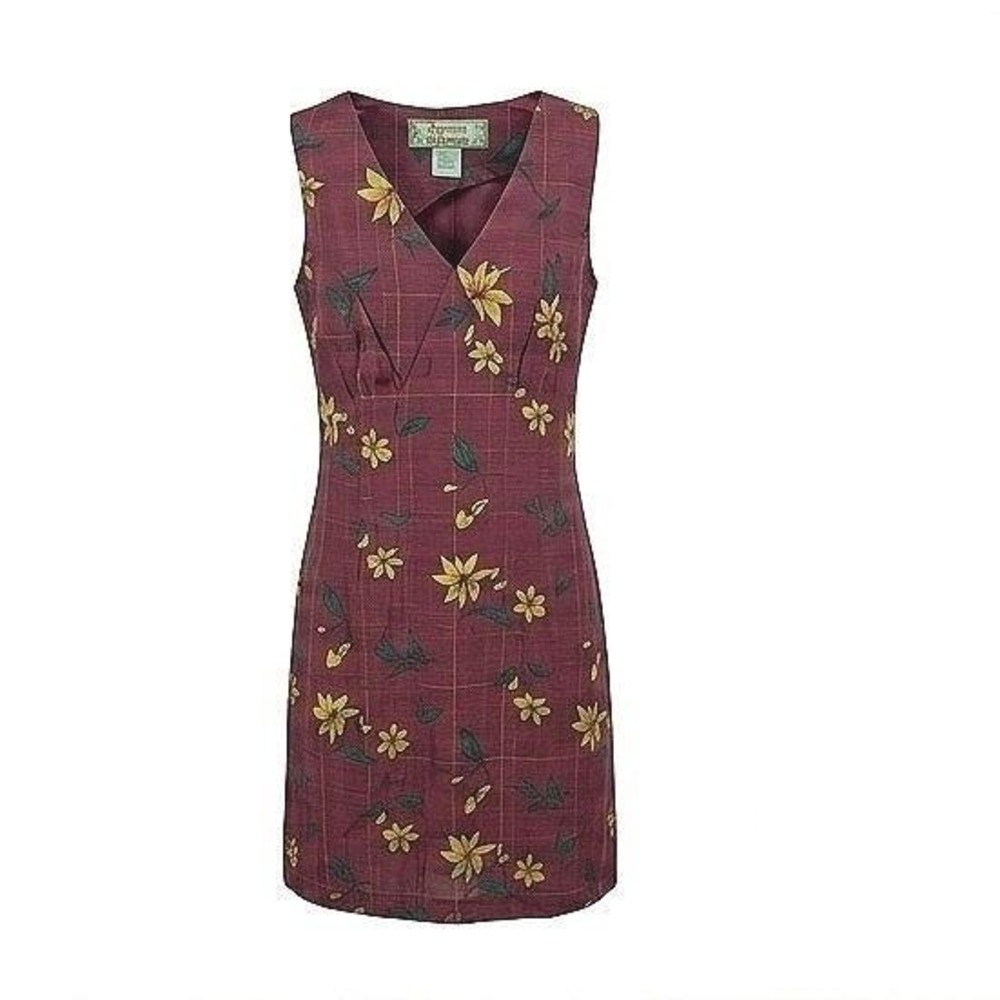90s Tommy Bahama 100% Silk Floral Midi Dress Size 8 Tropical Vacation Resortwear